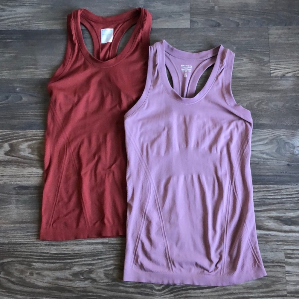 2-Athleta Momentum Seamless Tank Bundle XS Rust Red Mauve Pink Purple 530501